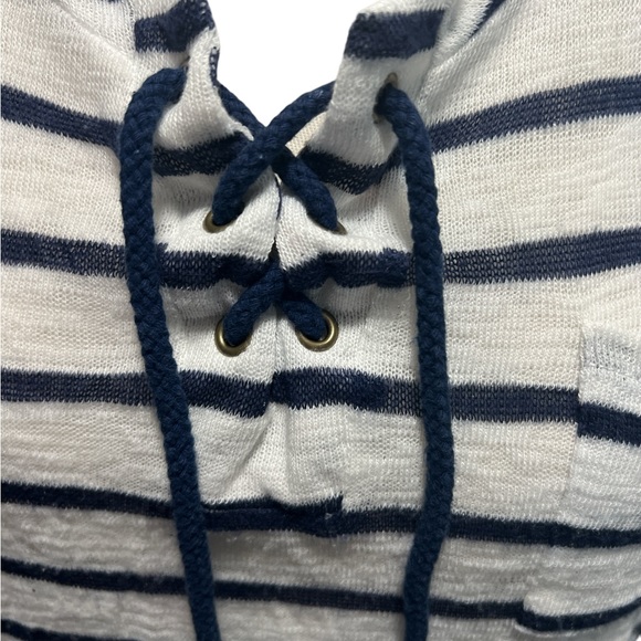 PLEIONE | WOMENS TIE NECK MID SLEEVE STRIPED PULLOVER LIGHT WEIGHT SHIRT SZ XL - Picture 2 of 6